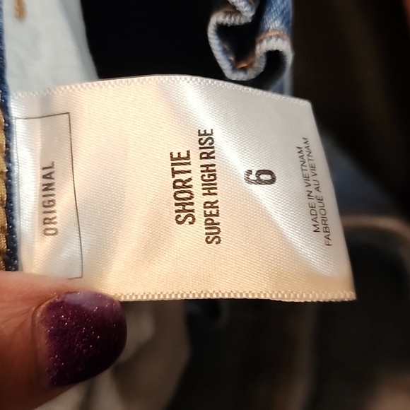 Express Super High Waisted Shortie Paperbag Tie Jean Shorts sz 6 - Picture 4 of 7